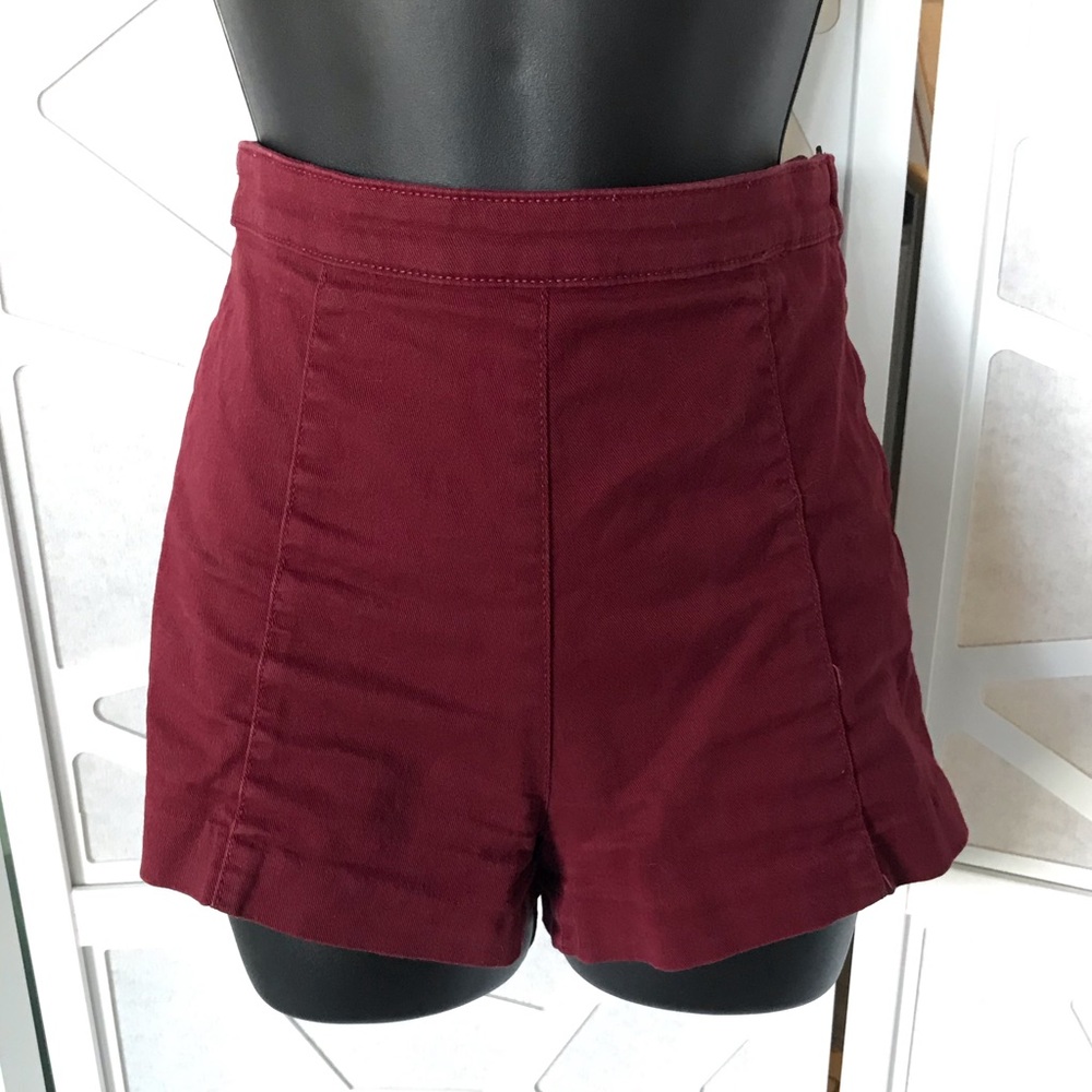 Burgundy High Waisted Shorts